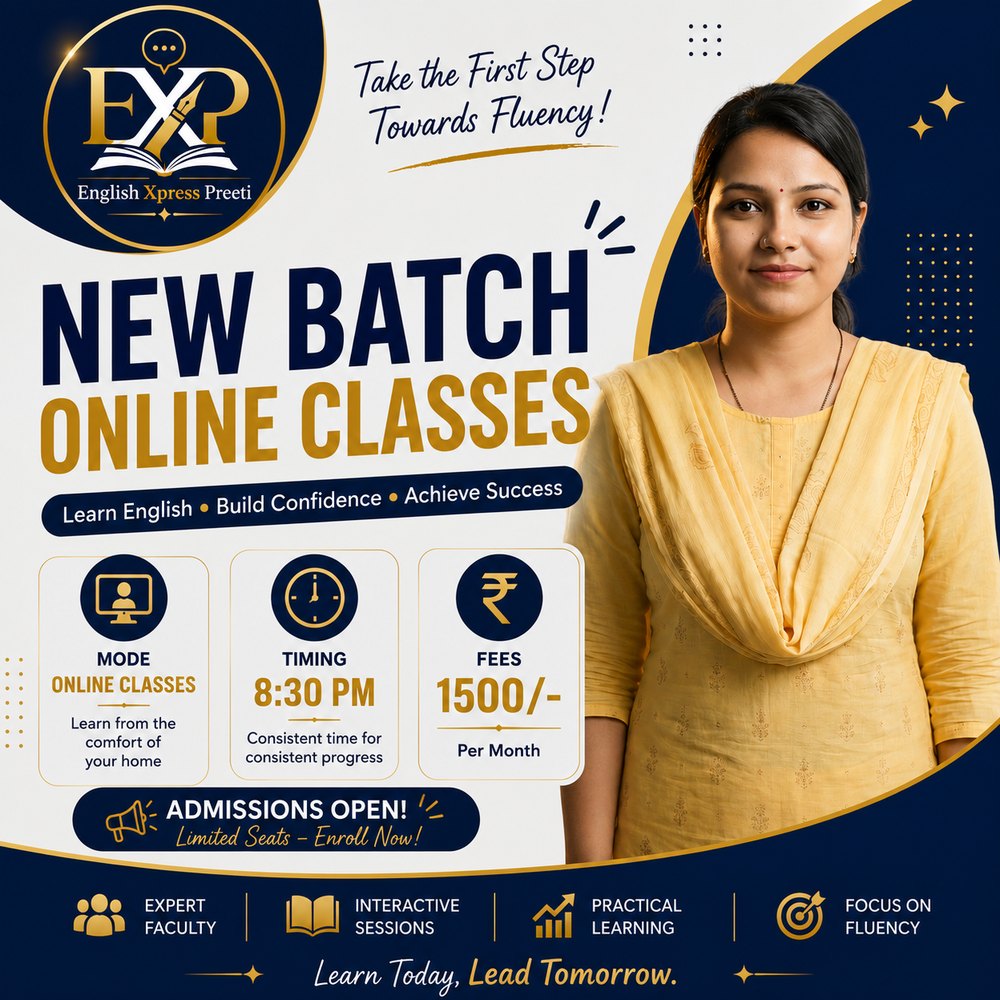 New batch online classes poster – 8:30 PM, ₹1500 per month